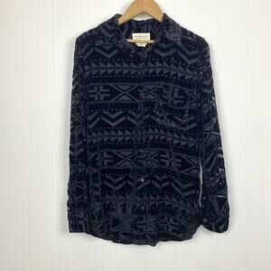 Denim & Supply Ralph Lauren Sheer Button Up Blouse Small Aztec Velvet